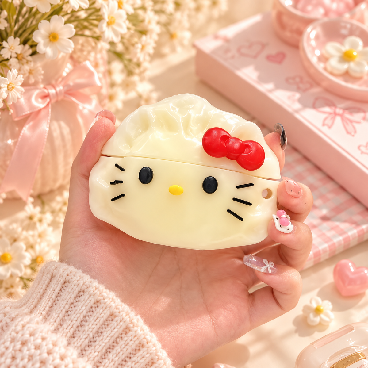 PurrPods Kawaii Dumpling Kitty Earbud Case